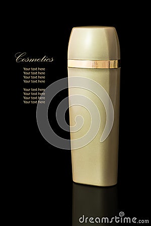 Gold colored blank cosmetic container Stock Photo