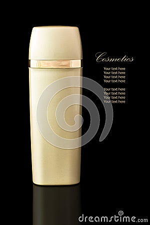 Gold colored blank cosmetic container Stock Photo