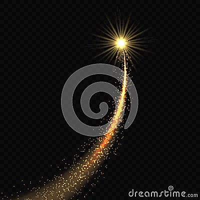 Gold comet on transparent background Stock Photo
