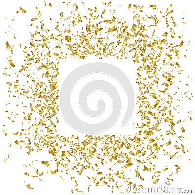 Gold confetti frame design, holiday banner, vector illustration Vector Illustration