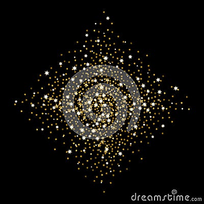 Gold confetti glitter on black background Vector Illustration