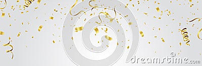 Gold confetti party background, concept design. Celebration Vector illustration. Vector Illustration