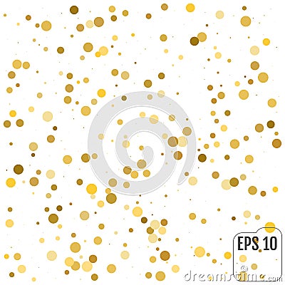 Gold confetti rain festive holiday background. Vector golden pap Vector Illustration