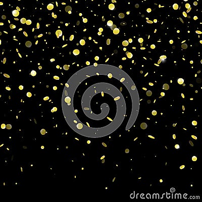 Gold confetti rain festive holiday background Vector Illustration