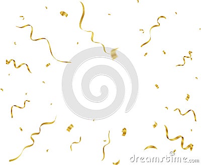 Gold confetti and streamers Vector Illustration