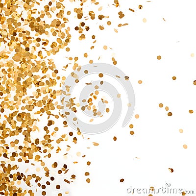 Gold confetti on a white background. New Year's fun and festiv Vector Illustration