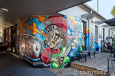 Gold Cost Queensland Australia September 03 2018 Coffee shop with decorated colorful graffiti wall Editorial Stock Photo