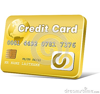 Gold credit card Vector Illustration