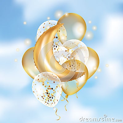 Gold Crescent Moon balloon Ramadan Vector Illustration