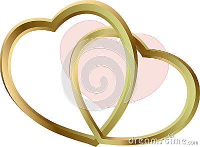 Linked Gold Hearts Vector Illustration