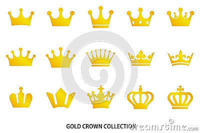 Gold crown icon illustration set Vector Illustration