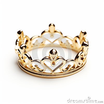 Gold Crown Inspired Ring - Meticulous Design With Romantic Emotivity Stock Photo