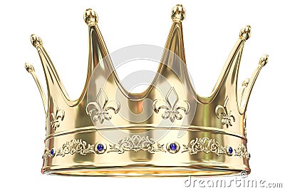 Gold crown isolated on white background - 3D Rendering Stock Photo