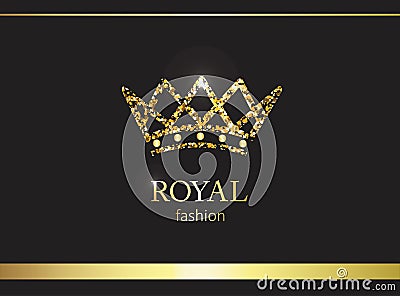 Gold crown. Luxury label, emblem or packing. Logo design. Vector Illustration