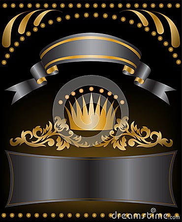 Gold crown with ribbons Vector Illustration