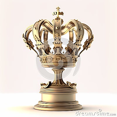 Gold Crown Statue. Generative AI Stock Photo