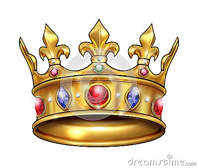 Gold crown 3D Illustration Isolated on white background Cartoon Illustration