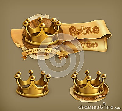 Gold crowns icons Vector Illustration
