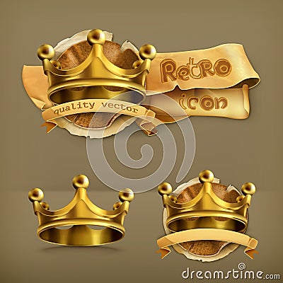 Gold crowns vector icons Vector Illustration