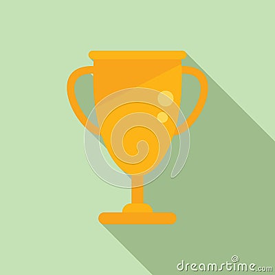 Gold cup exam icon flat vector. Book final Stock Photo
