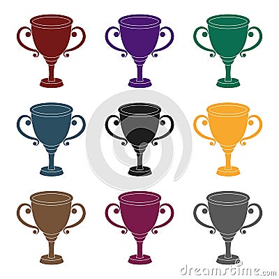 Gold Cup for the first place.The award winner of the racing competition.Awards and trophies single icon in black style Vector Illustration