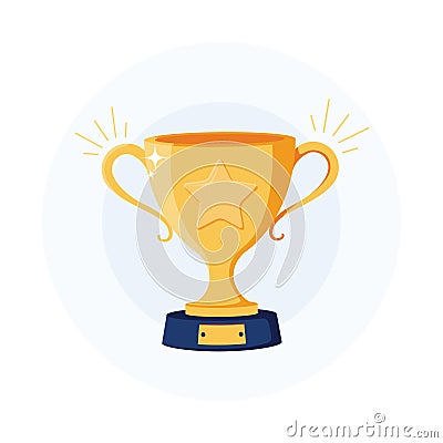 Gold cup trophy icon. Winner award sign. First place cup symbol. Championship or competition trophy. Winner prize icon Vector Illustration