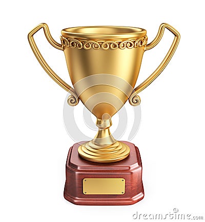 Gold cup winner trophy. 3D Icon isolated Stock Photo