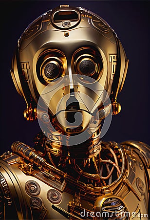 Gold robot head Stock Photo