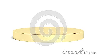 Gold cylinder podium isolated on white background. Cartoon Illustration