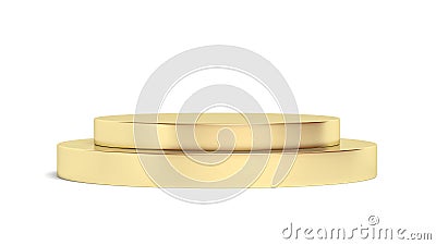 Gold cylinder podium isolated on white background. Cartoon Illustration