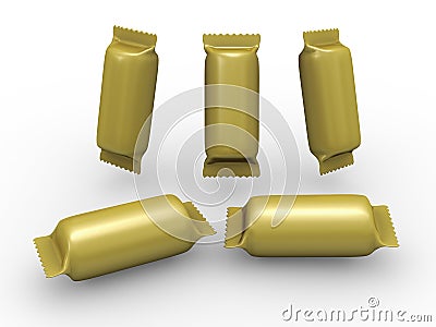 Gold cylinder wrap packet with clipping path Stock Photo