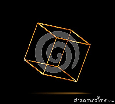 gold cube outline Vector Illustration