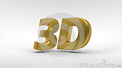 Gold 3D logo isolated on white background with reflection effect. 3d rendering. Stock Photo