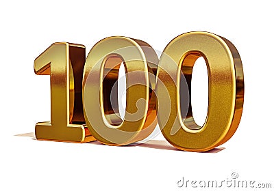 Gold 3d 100th Anniversary Sign Top 100 Stock Photo