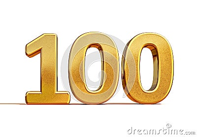 Gold 3d 100th Anniversary Sign Top 100 Stock Photo