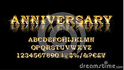Gold deal alphabet and font Stock Photo