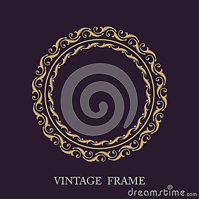 Gold decorative frame. Vector template monogram initials. Elegant vintage luxury emblem logo Vector Illustration