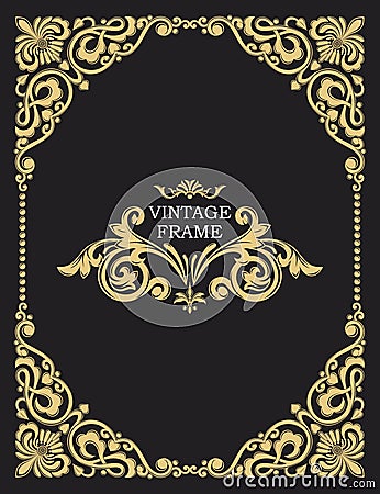 Gold decorative frame. Vector vintage templates. The past. Monogram, initials, jewelry. Luxurious template Vector Illustration