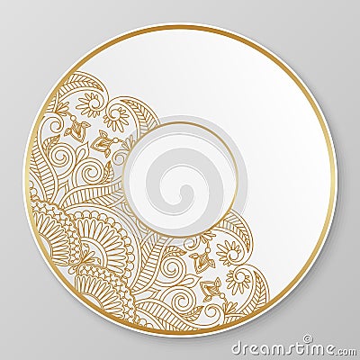 Gold decorative plate. Vector Illustration