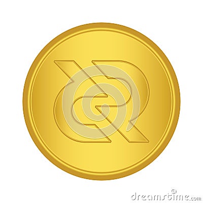 Gold Decred coin icon. golden Cryptocurrency coin money. blockchain symbol. Internet money Vector Illustration