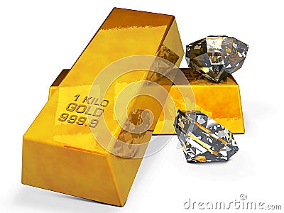 Gold and diamonds Stock Photo