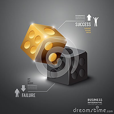 Gold Dice Infographic Template.Business Concept Vector. Stock Photo