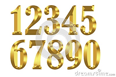 Gold digits on white background Stock Photo