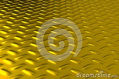 Gold dirty checkered steel plate Cartoon Illustration