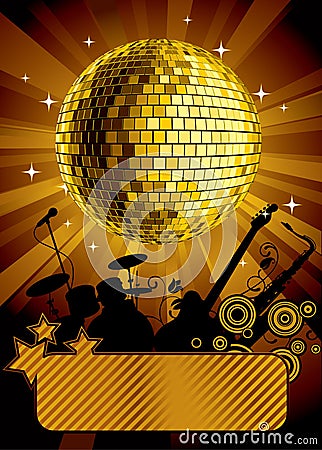 Gold disco ball Vector Illustration