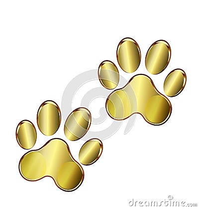 Gold dog paws Vector Illustration