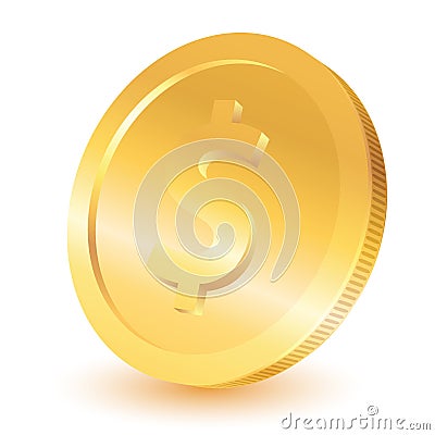 Gold dollar coin Vector Illustration