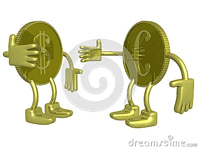 Gold dollar and euro. Stock Photo