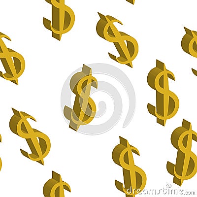 Gold dollar money same sizes. Seamless pattern. Vector illustration Stock Photo