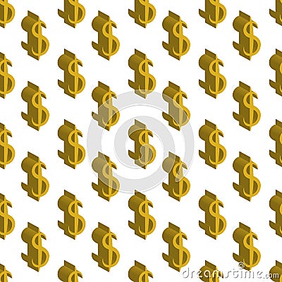 Gold dollar money small sizes. Seamless pattern. Vector illustration Stock Photo